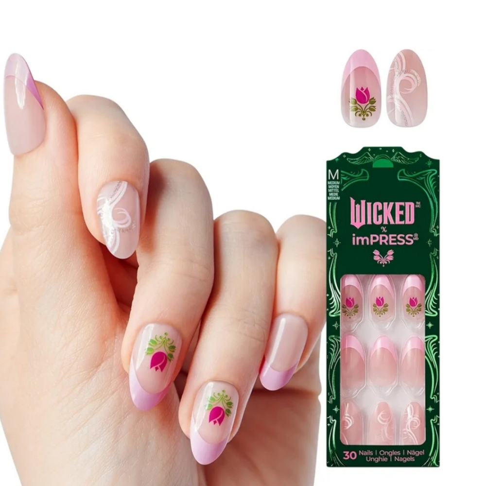 *3/15* NEW WICKED X imPRESS Tulip Harvest Almond Shape Medium Press On Nails